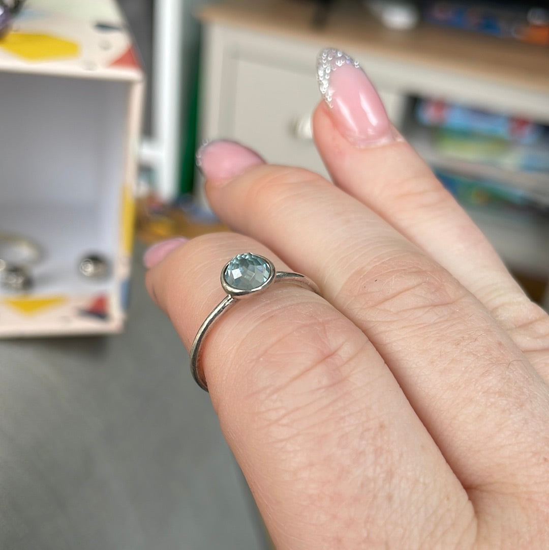 Birthstone Pandora Aquamarine Ring PANDORA March Birthstone