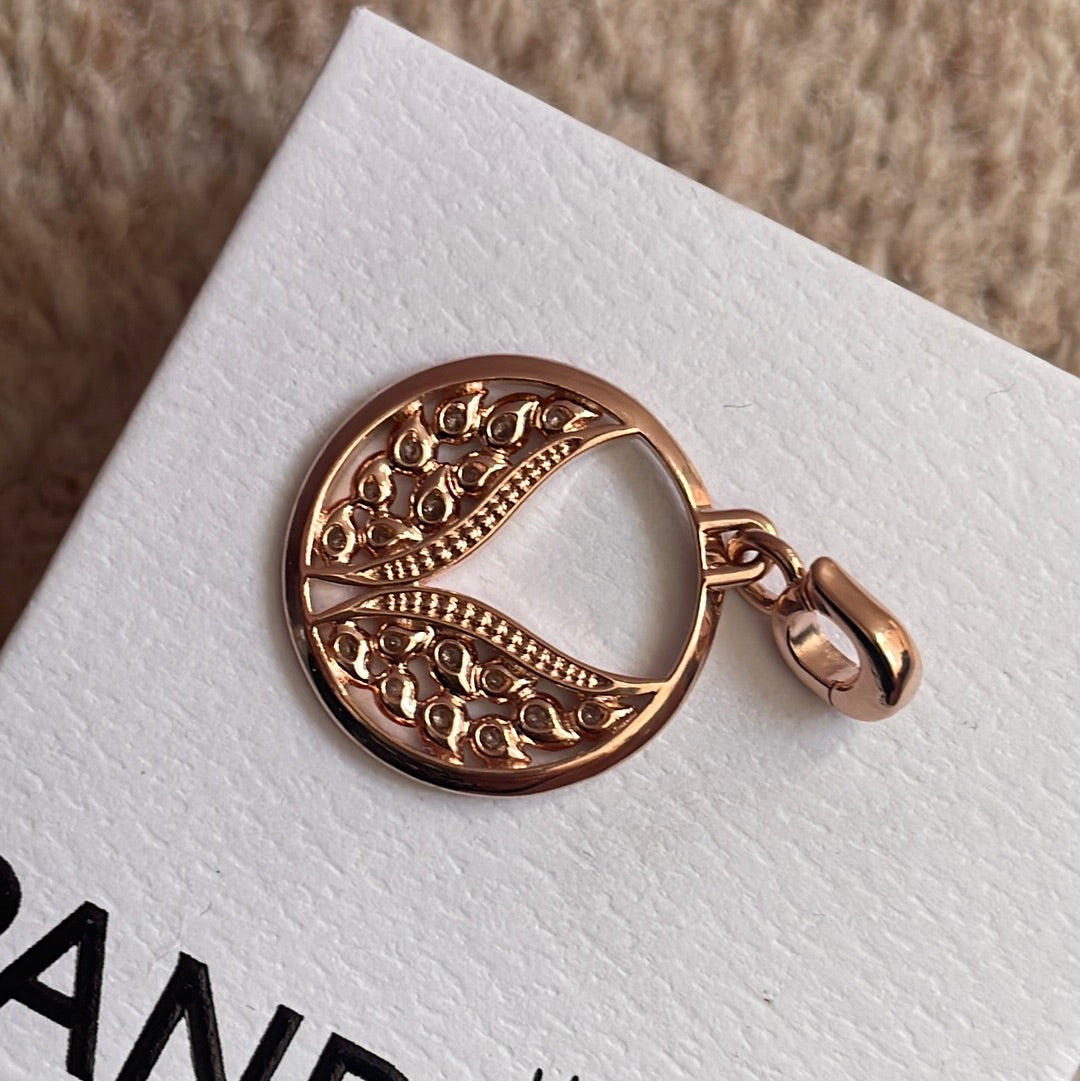 Genuine Pandora Me Rose Gold CZ Burning Wings Medallion Essence Charm