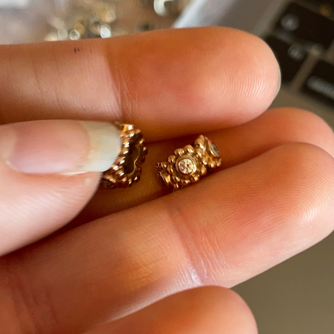 Genuine Pandora Her Majesty's Rose Gold Clear Stone Spacers x2 CZ Pave RARE