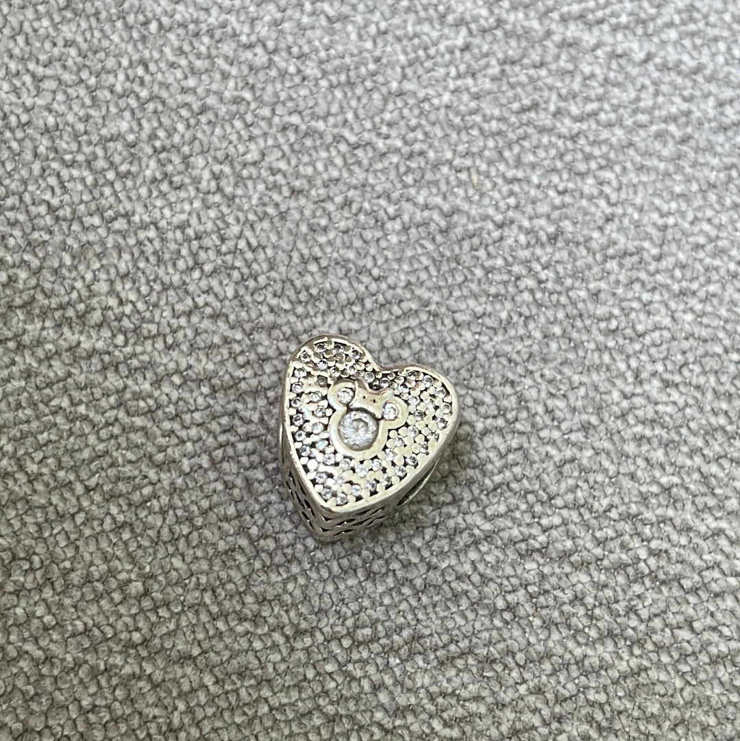 Genuine Pandora Charm Mickey & Minnie Pave Heart 792049CZ