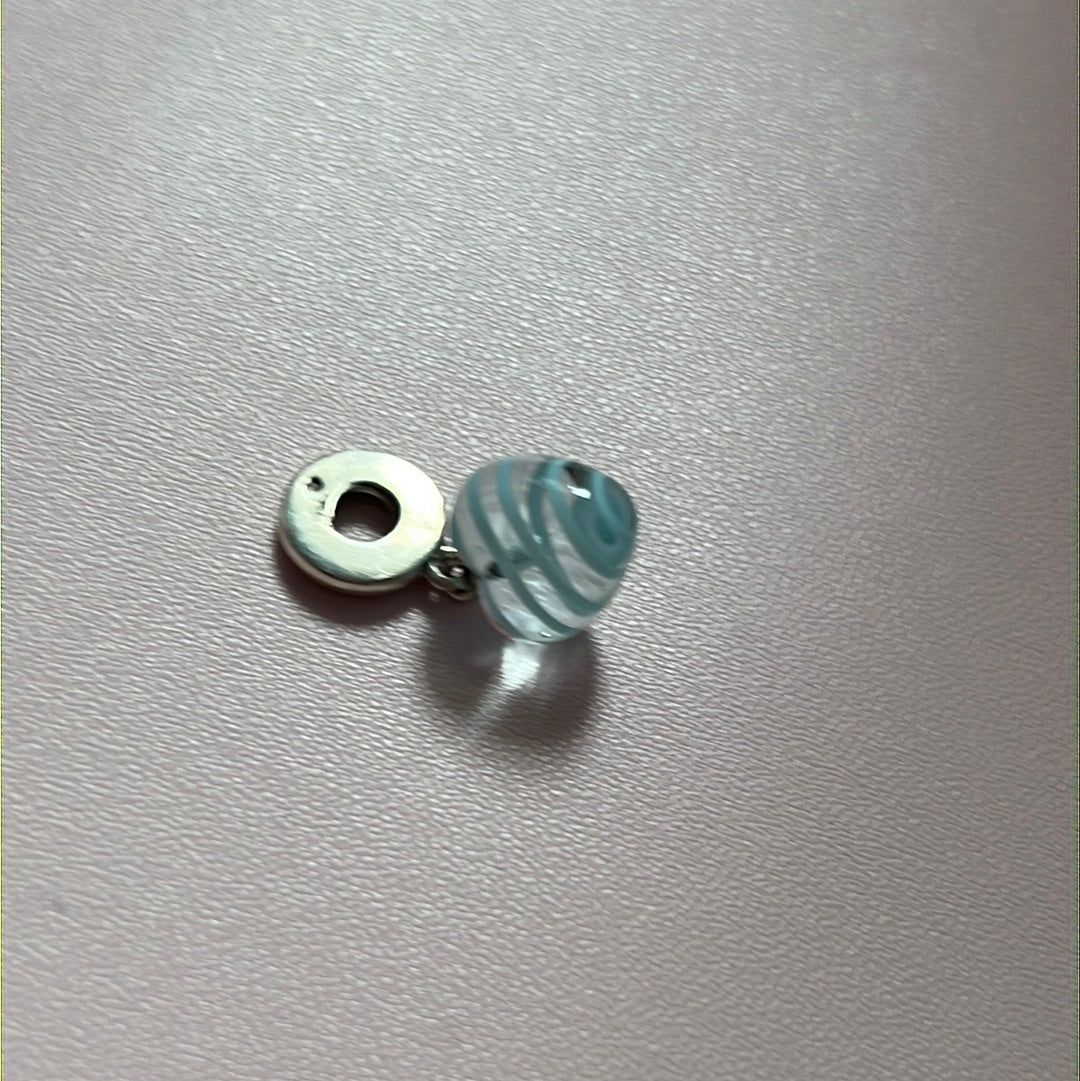 Genuine Pandora Murano Blue Dangle Heart Charm