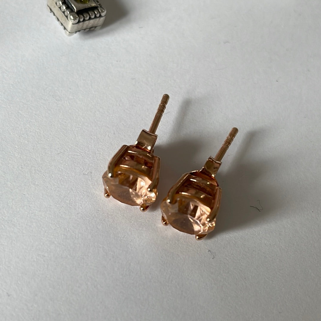 Brand New Rose Gold CZ Stone Pave Earrings