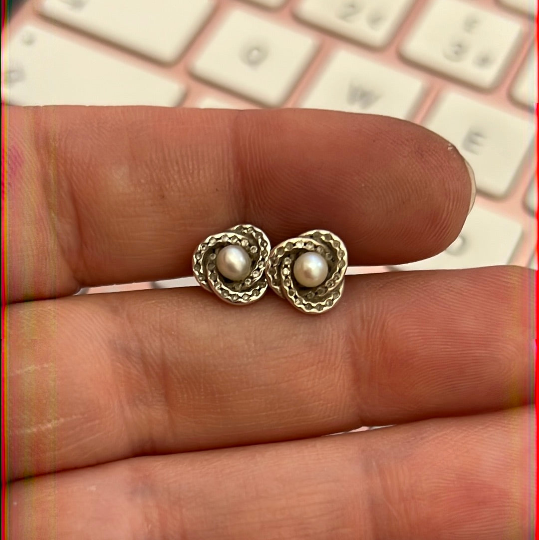 Genuine Pandora Shimmering Pave Pearl Earrings