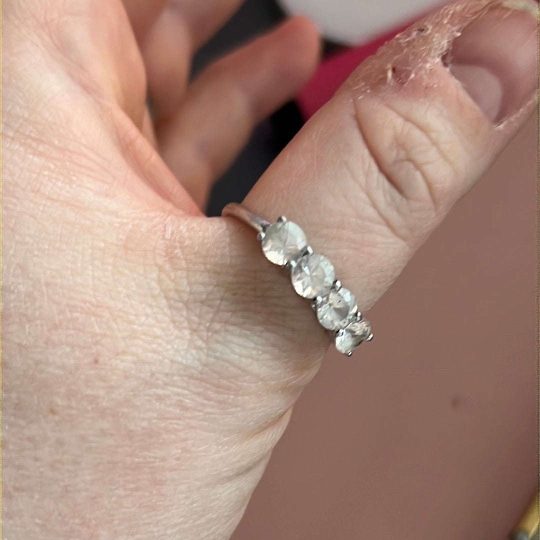 Sterling Silver 4 Cz Line Pave Ring Size 62
