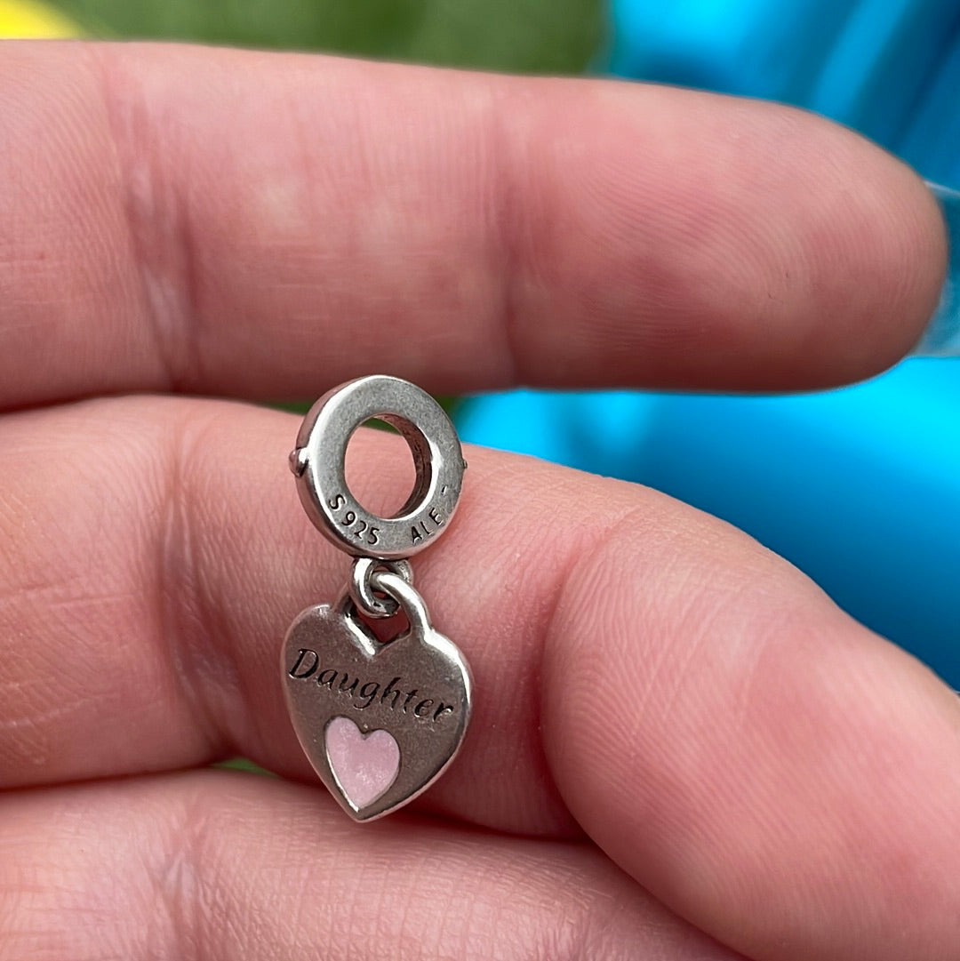 Genuine Pandora Daughter Enamel Charm ONE Half of a Heart