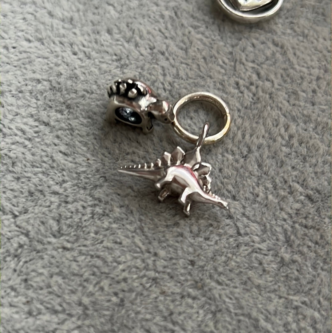 Sterling Silver Baby Dinosaur Charms x2