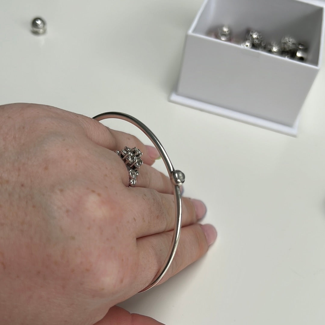 Genuine Pandora Pale Grey Moonstone Bangle RARE HTF