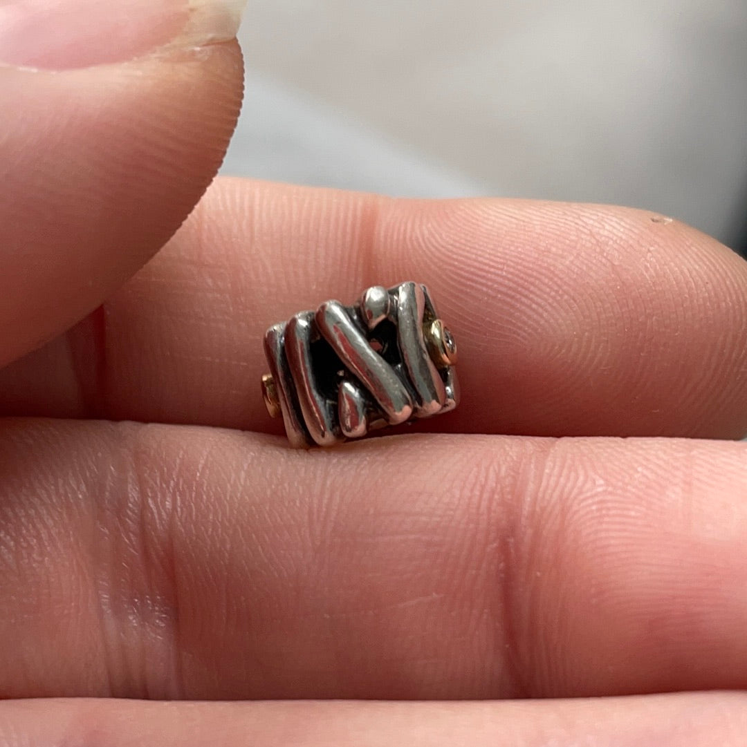 Genuine Pandora Two Tone Diamond XOXO HTF Charm