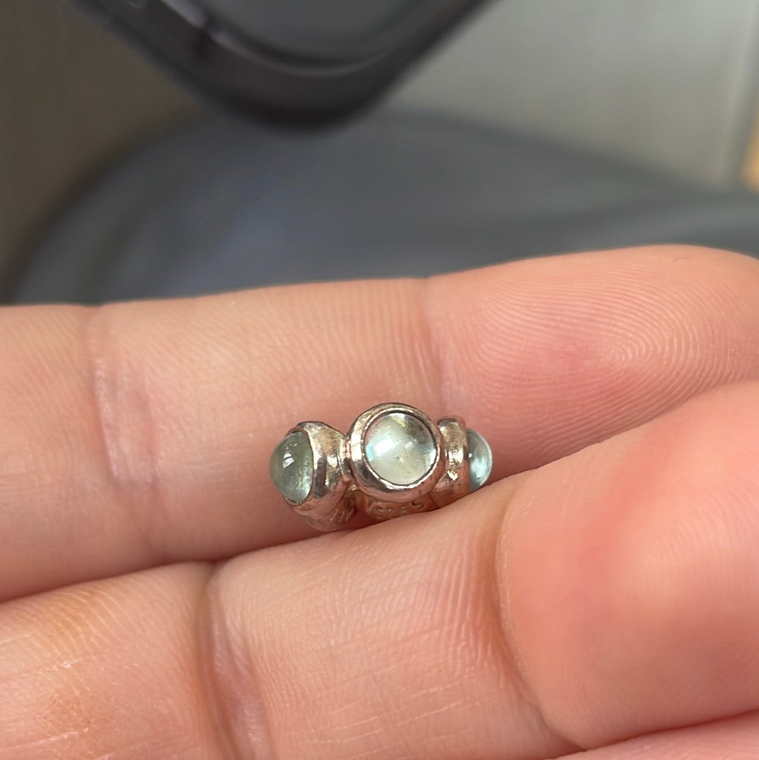 Genuine Pandora Light Aquamarine Topaz Spacer Goodbye Kiss Cabochon