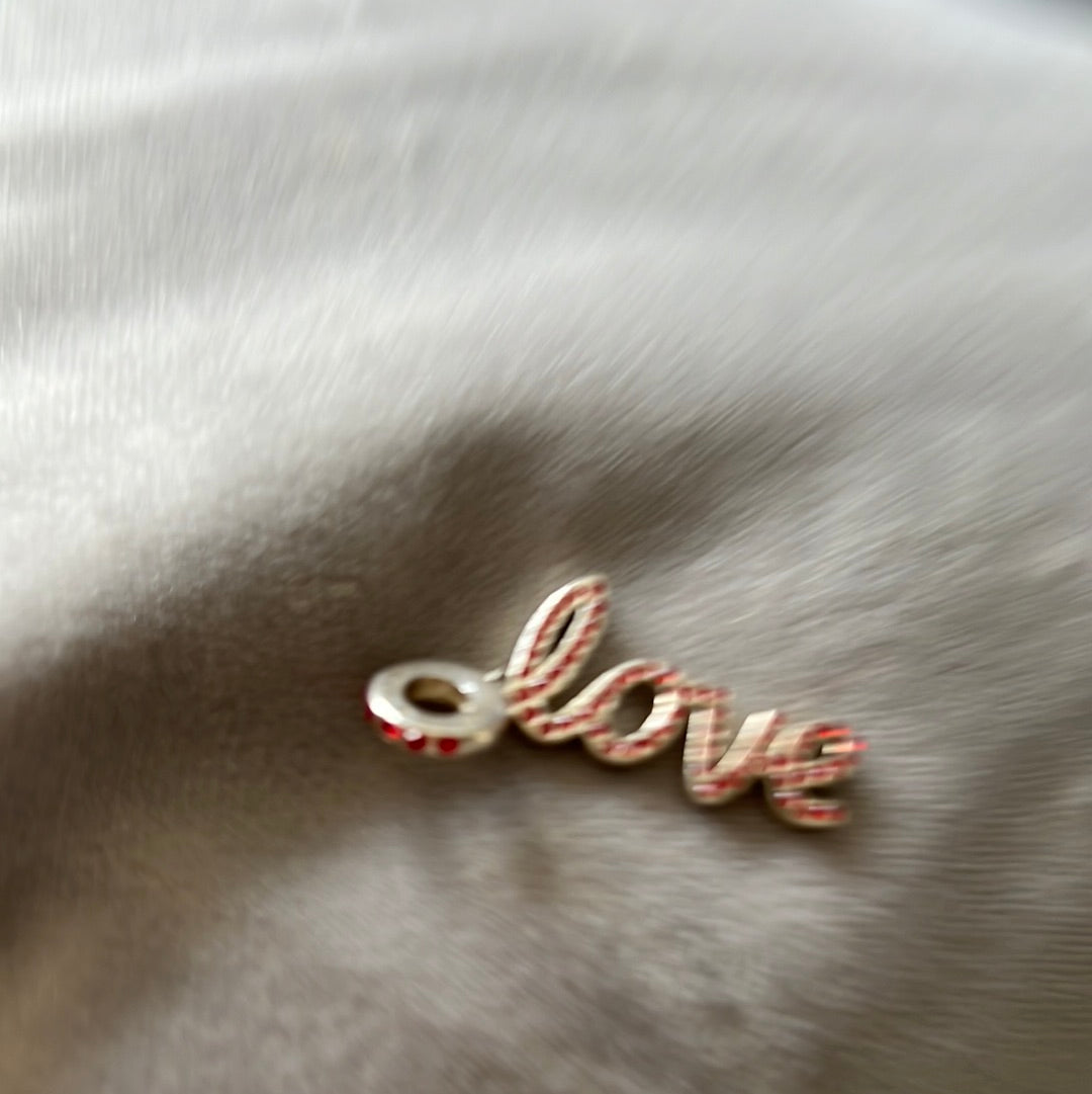 Genuine Chamilia Love Word Dangle Red Pave Large