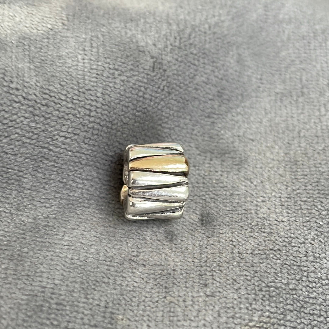 Genuine Pandora Two Tone Rare and HTF Damen Triangle Line Charm