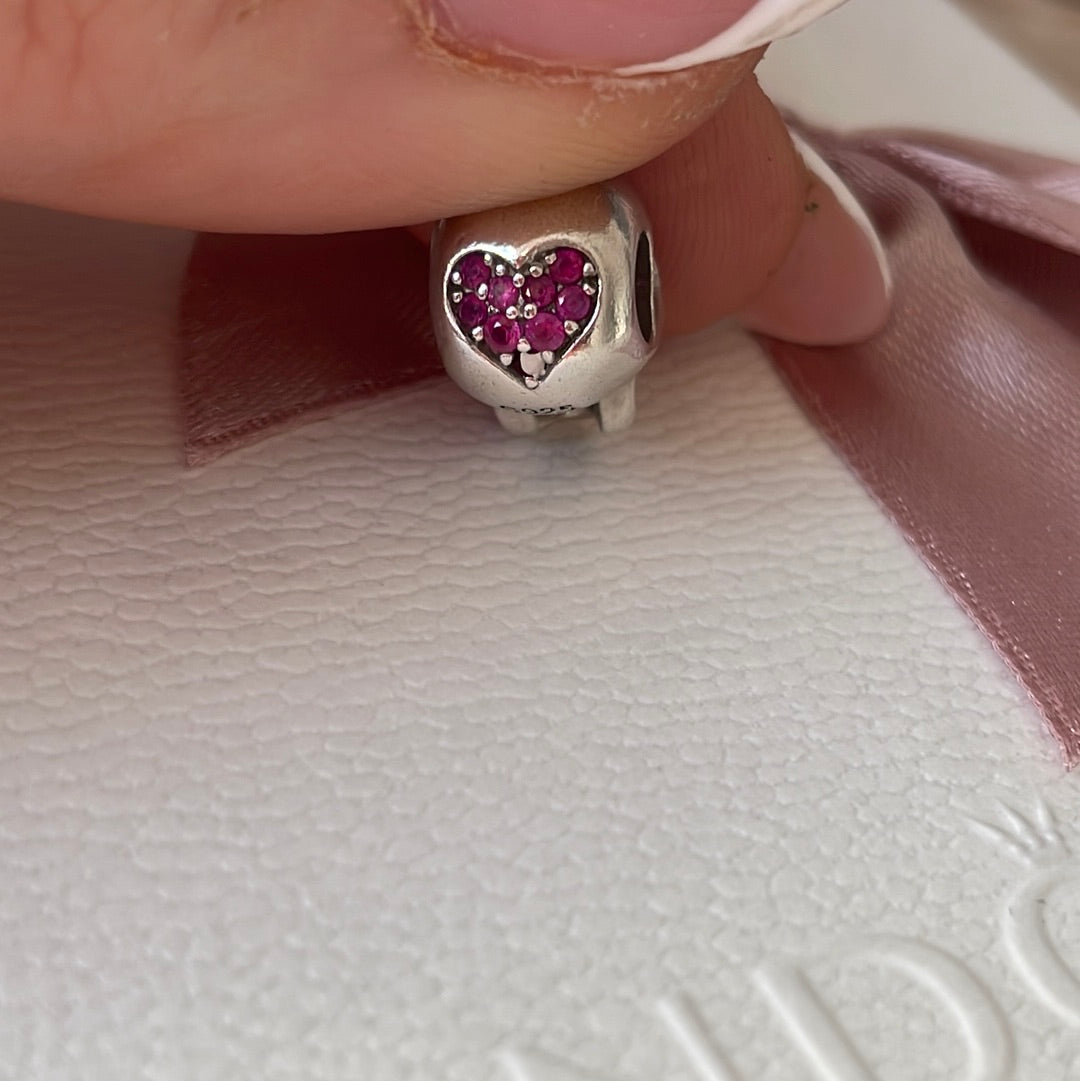 Sterling Silver Skull Charm With Enamel Bow