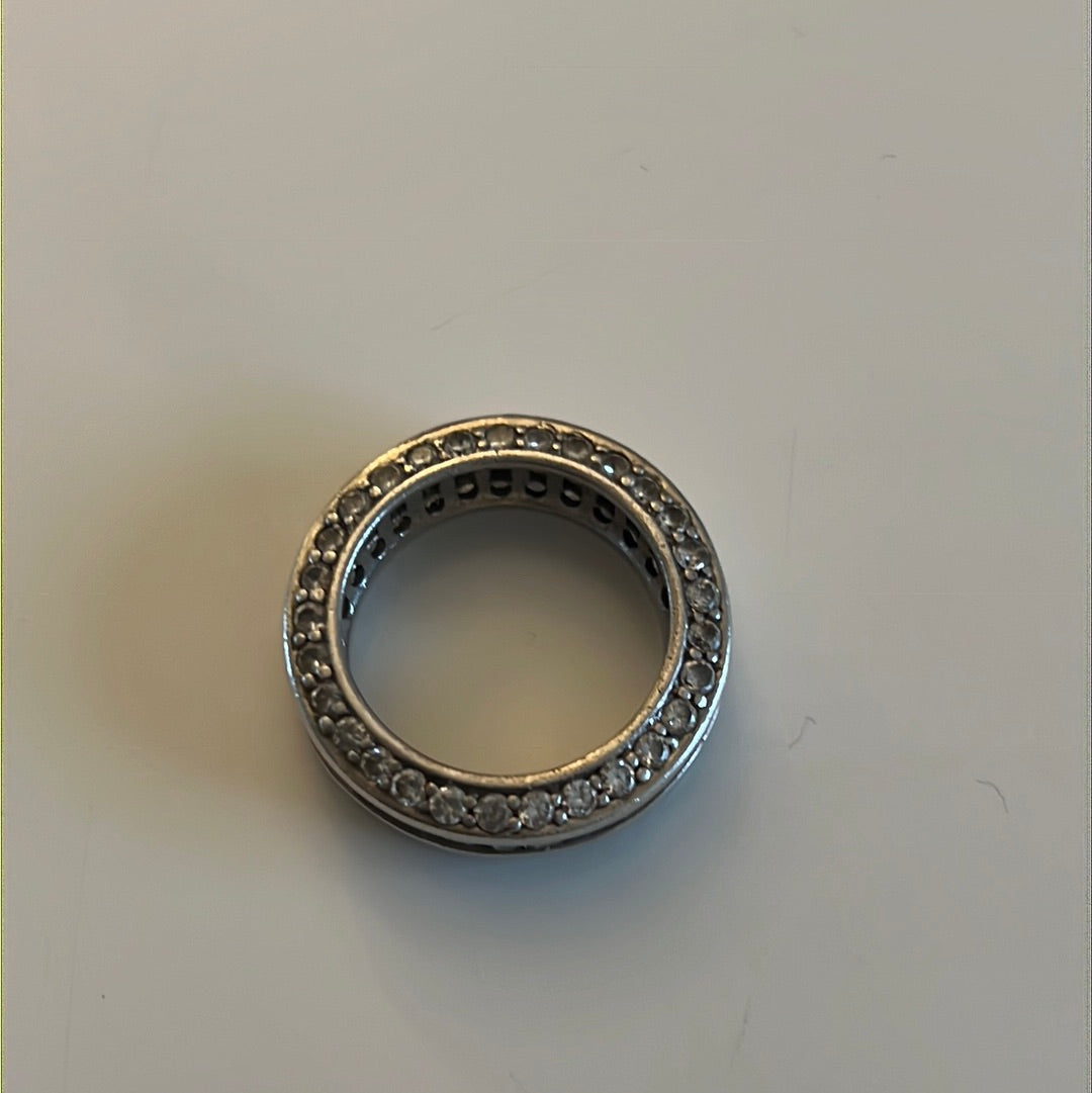 Sterling Silver Chunky Pave Layer Ring Size 54
