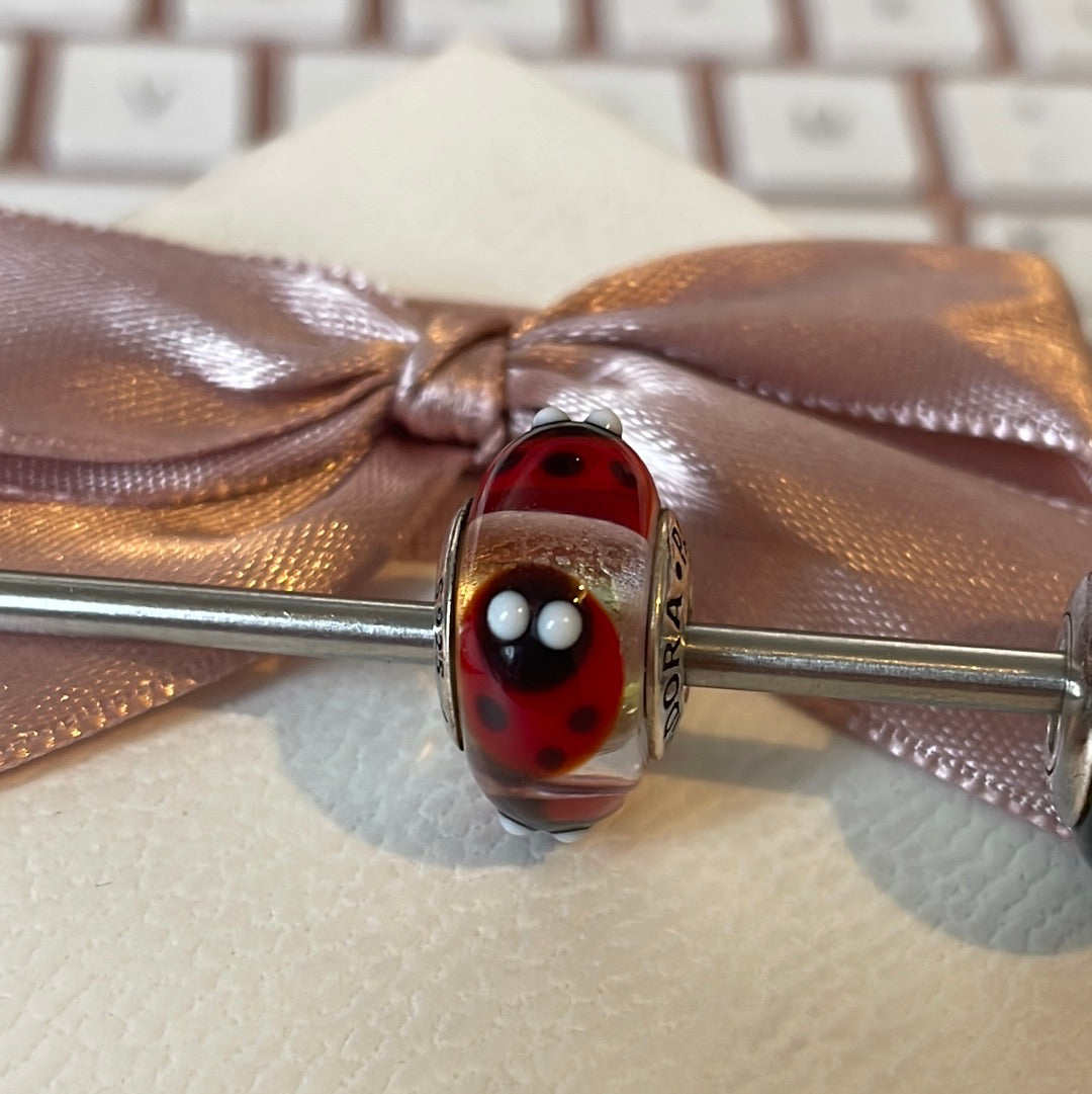 Genuine Pandora Red Ladybird Red Murano Glass Charm