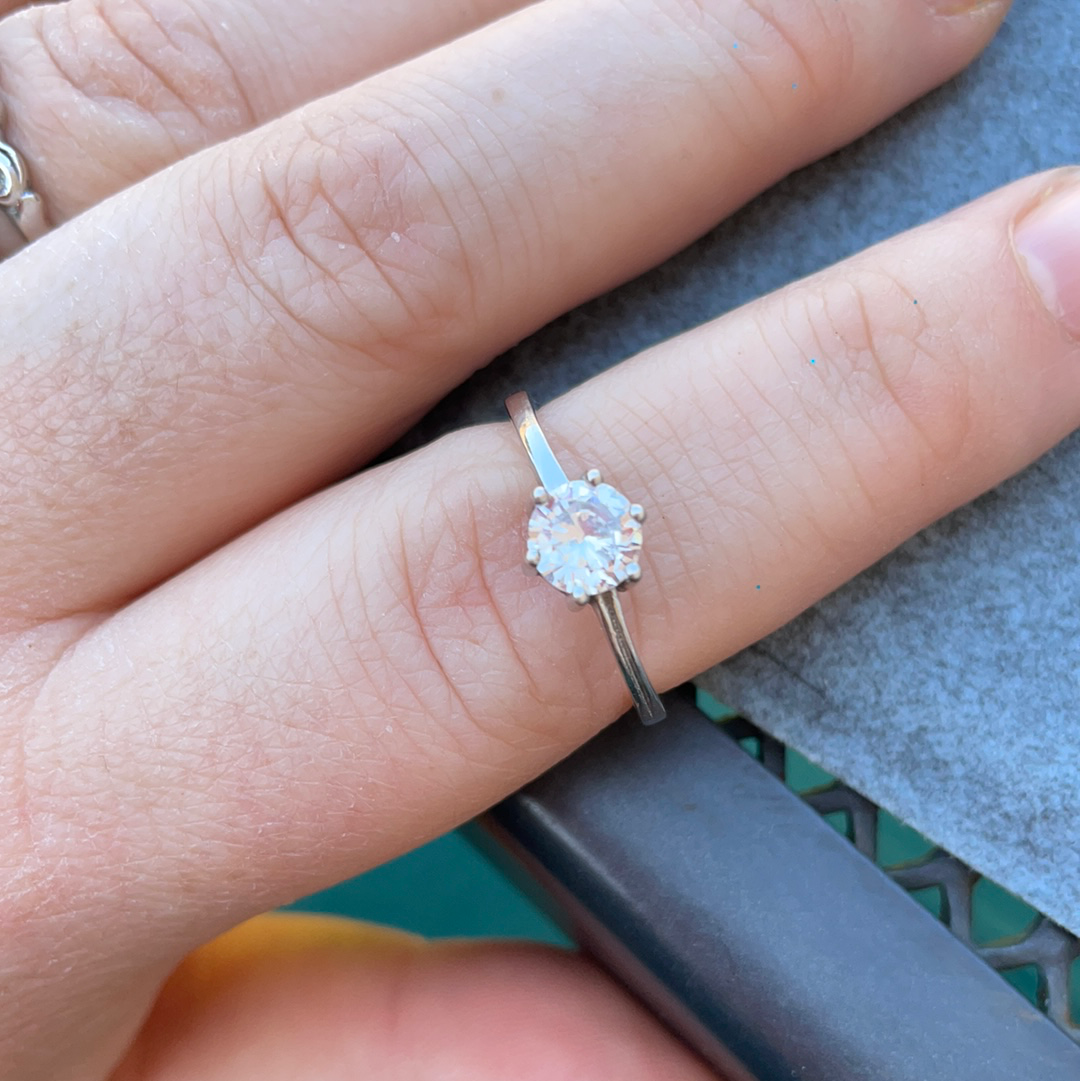 Unbranded But Beautiful Clear Stone Ring With CZ Size 58