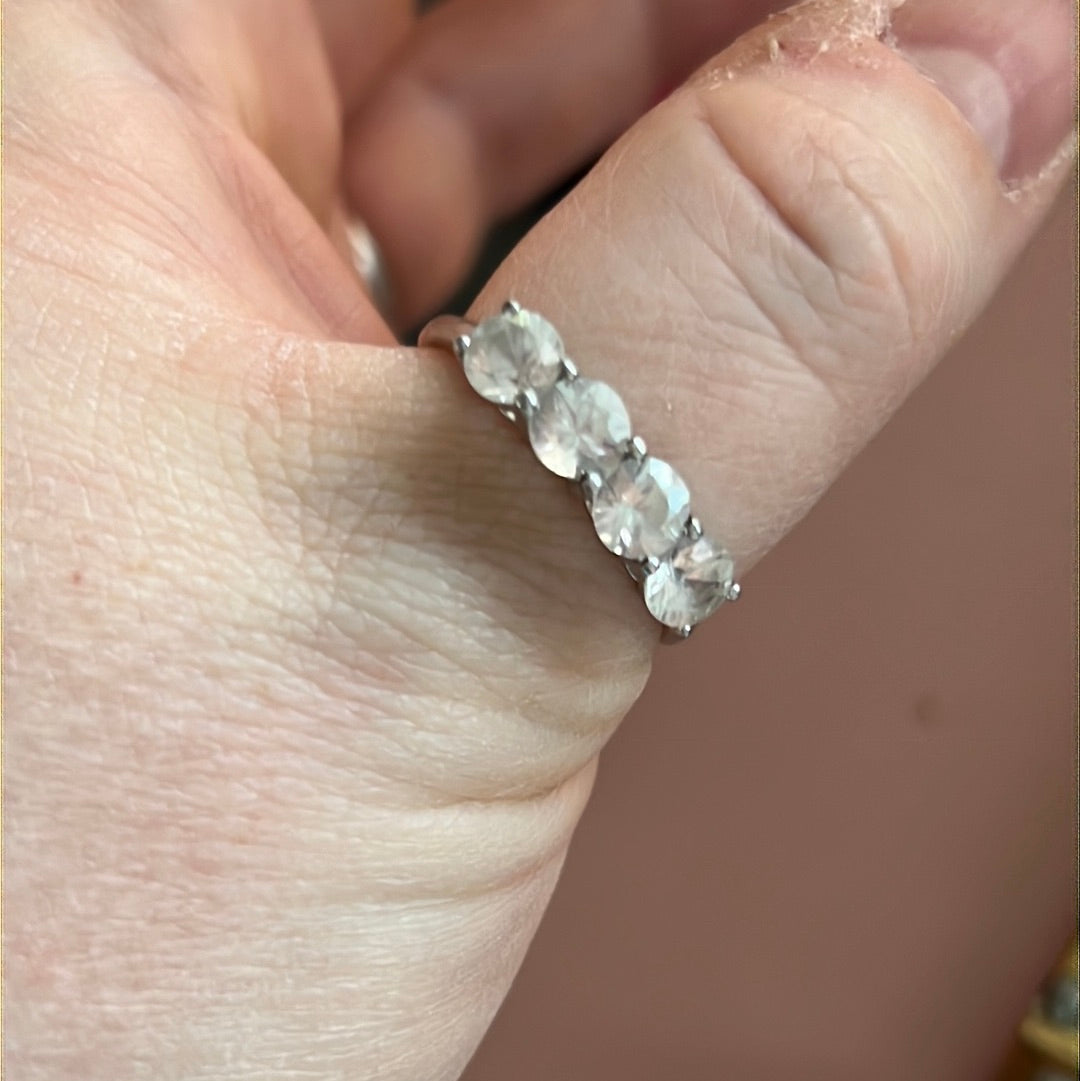 Sterling Silver 4 Cz Line Pave Ring Size 62