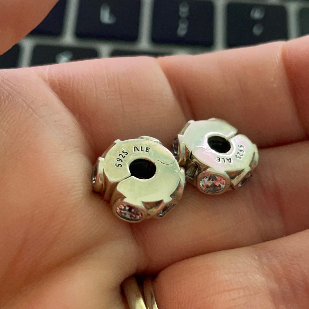 Genuine Pandora Silicone Pave Geometric Shapes Clips x2