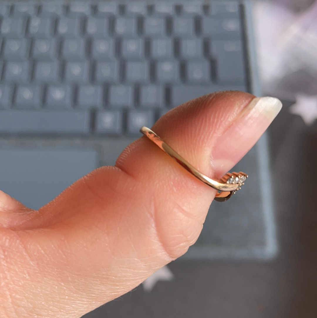Genuine Pandora Rose Gold Pave Diamond Wishbone Ring Size 56