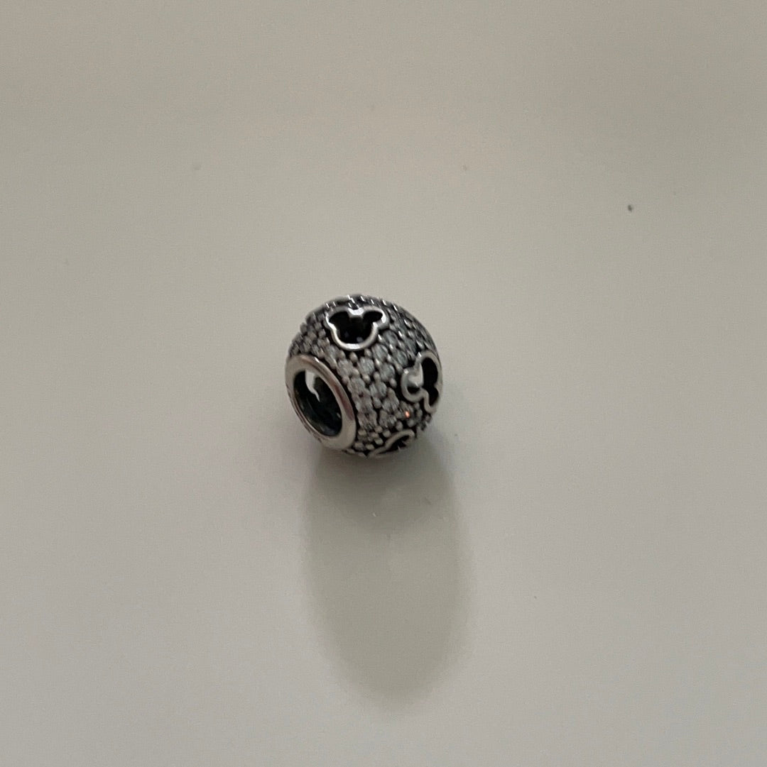 Genuine Pandora Disney Pave Clear Mickey Mouse Head Openwork Charm