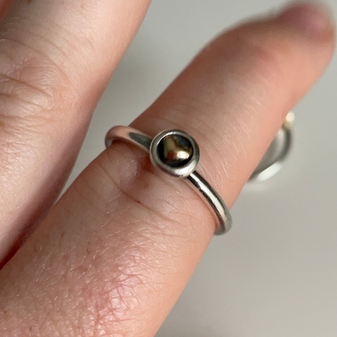 Genuine Pandora 14k Gold Two Tone Ring Small Heart Size 56