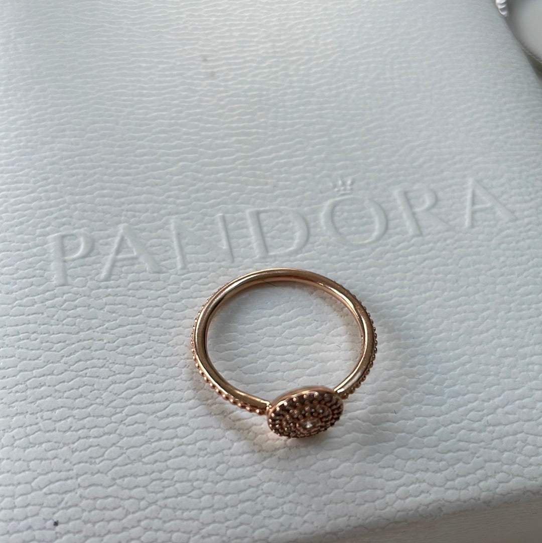 Genuine Pandora Rose Gold Pave Elegance Ring 54 Beautiful