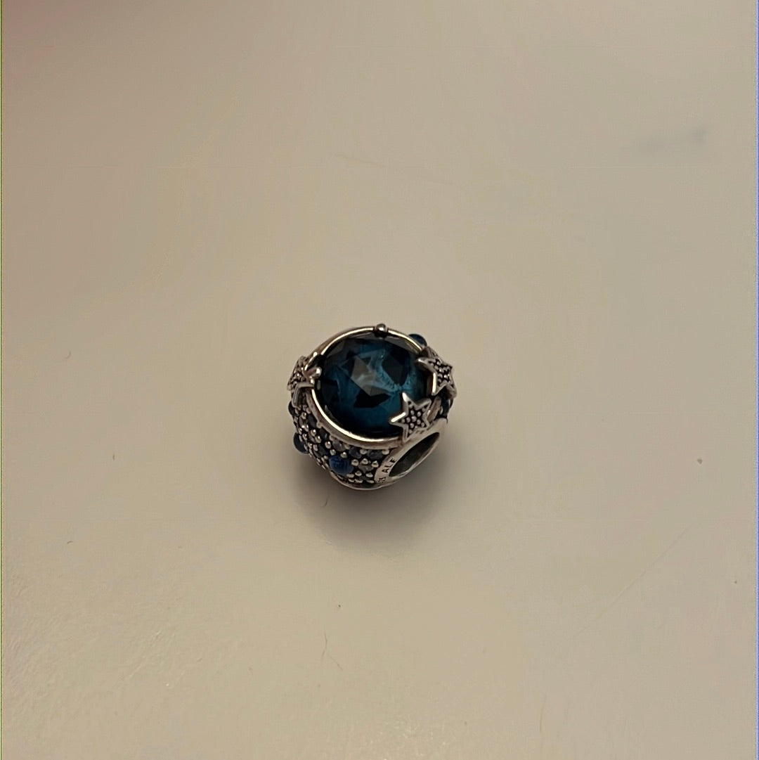 Genuine Pandora Sparkling Blue Stone Stars Celestial Charm