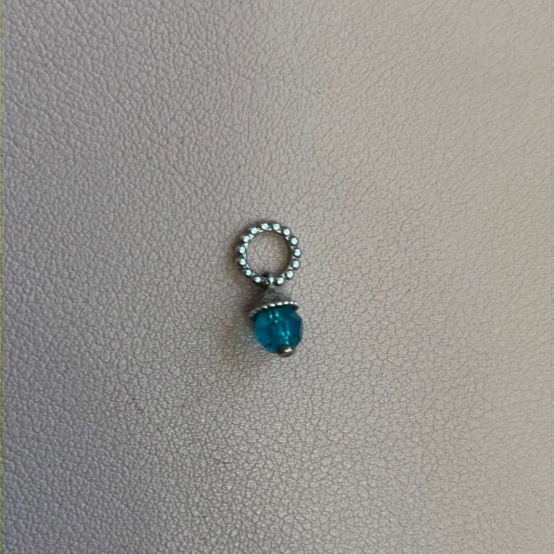 Genuine Chamilia Teal Faceted Stone Dangle Charm