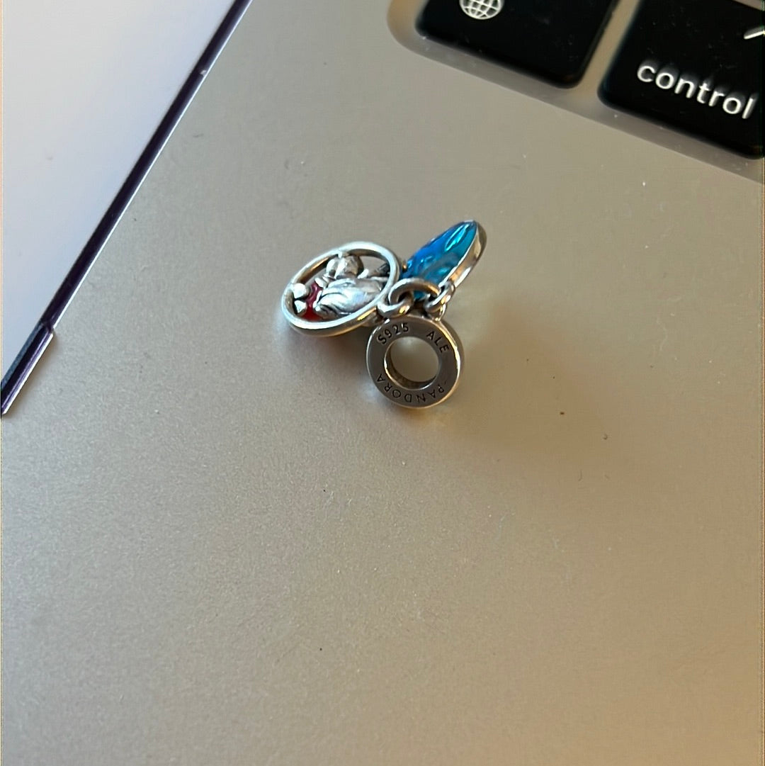 Genuine Pandora Disney Lilo and Stitch Dangle Charm Enamel Reads “Family means noone is left behind”