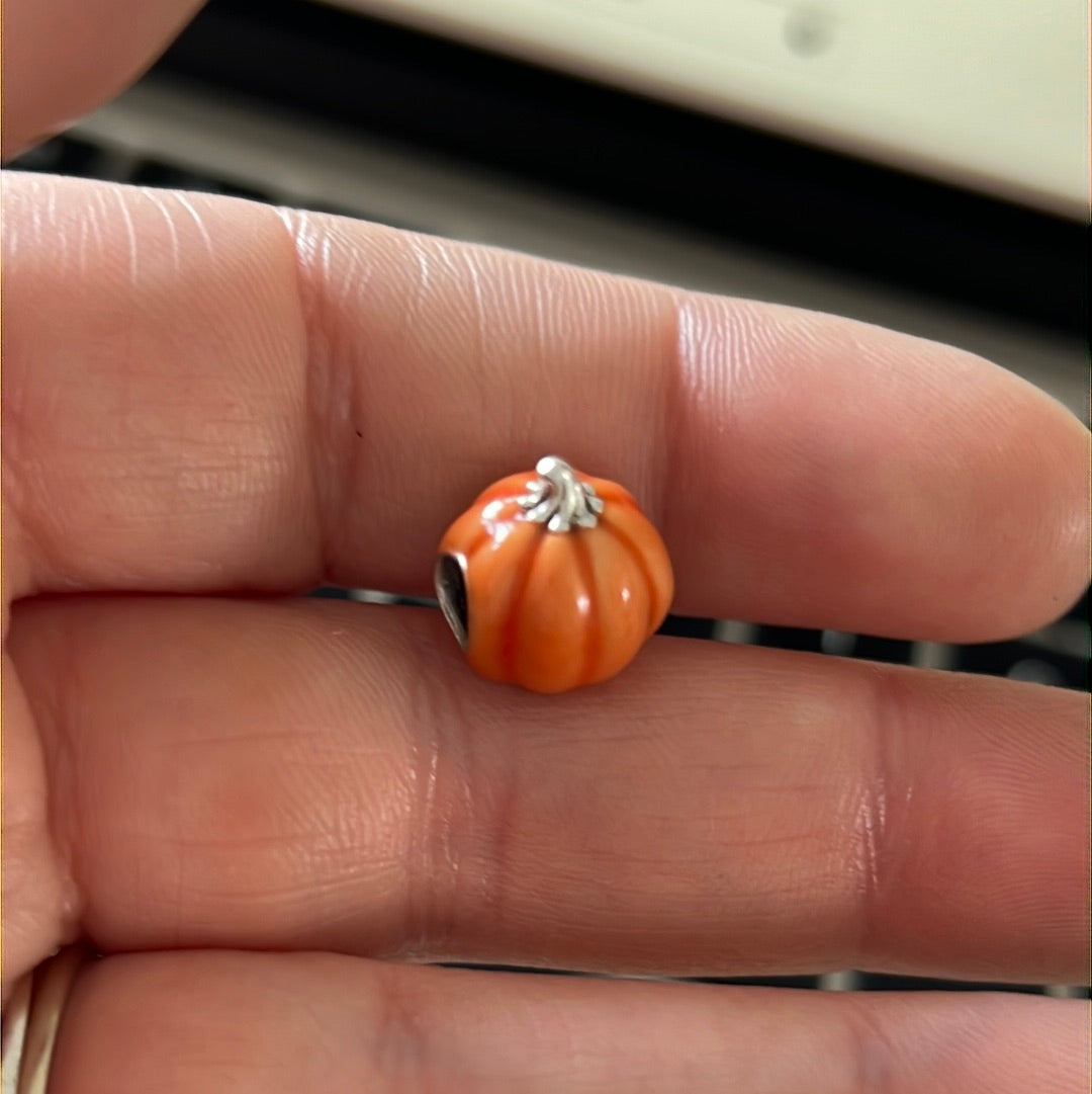Genuine Pandora Pumpkin Halloween Charm Jack o Lantern Enamel New Style