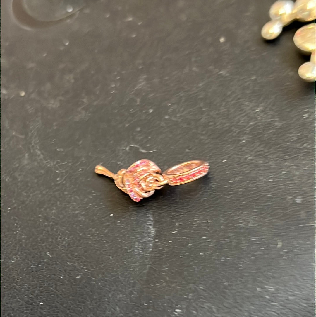 Genuine Pandora Rose Gold Pave Sparkle Rose Dangle Charm