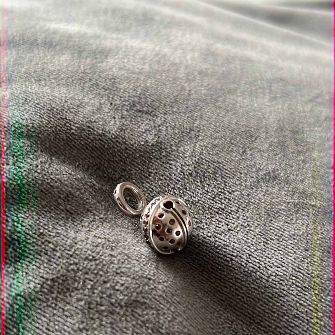 Sterling Silver Nina Bell With Sparkle CZ Colourful Charm
