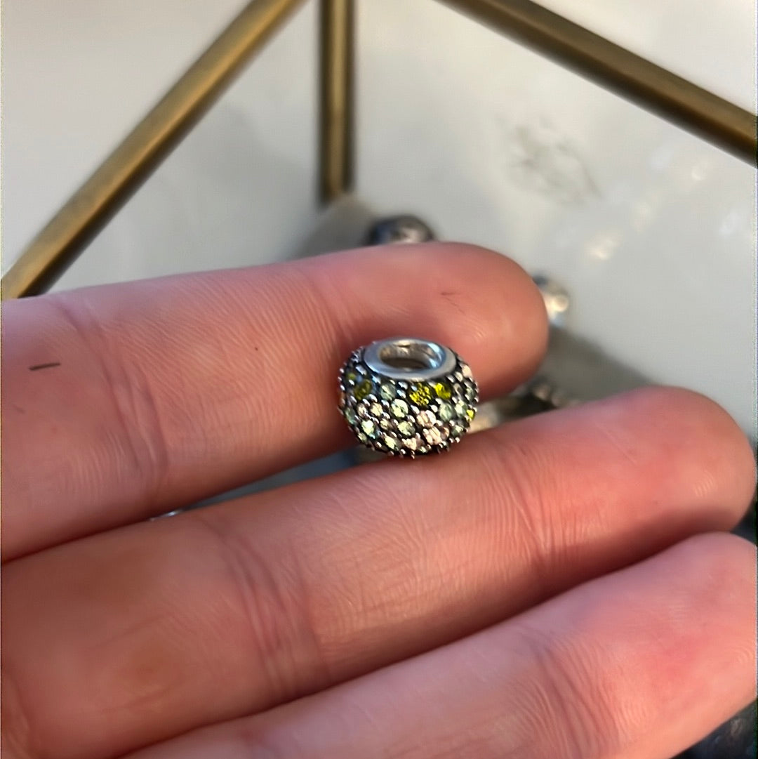 Genuine Chamilia Green and Gold CZ Sparkle pave charm