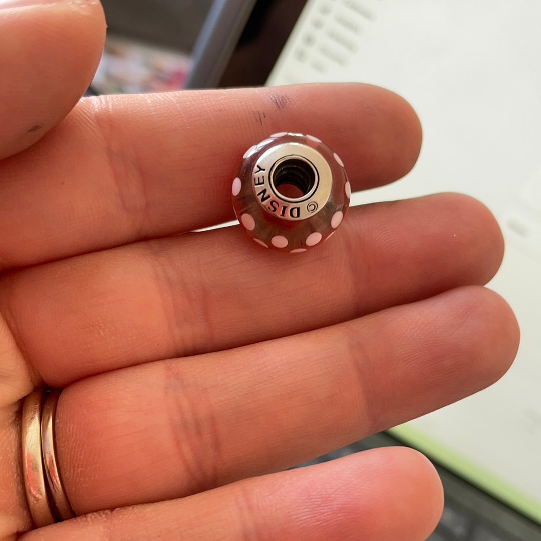 Pandora Disney Minnie Mouse Red Polka Dot Glass Murano Charm