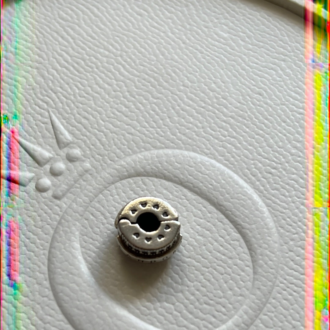 Genuine Pandora Sparkling Pave Lines and Logo Clips PAIR