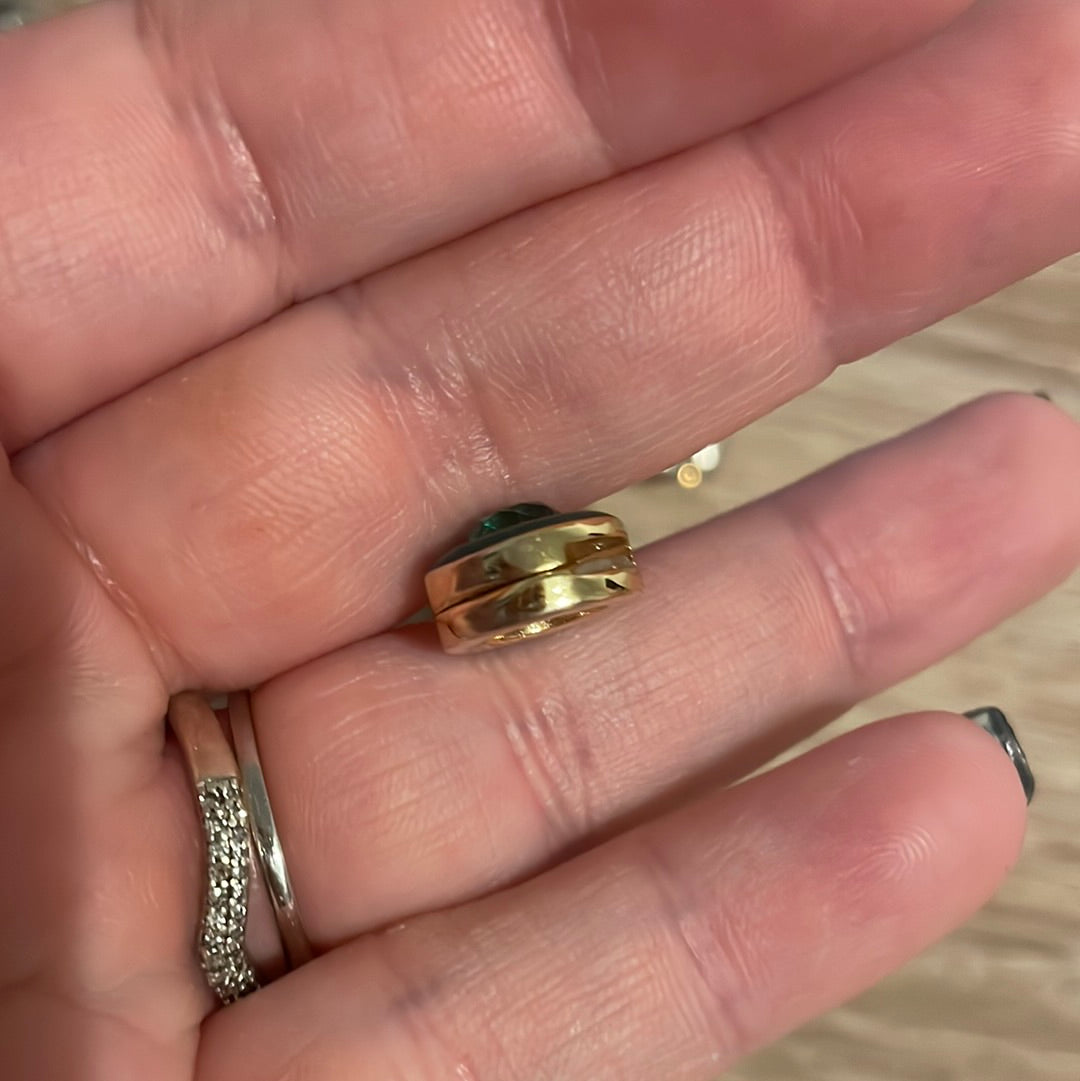 Genuine Pandora Shine Gold Reflexions Charm Green Enamel Green Stone