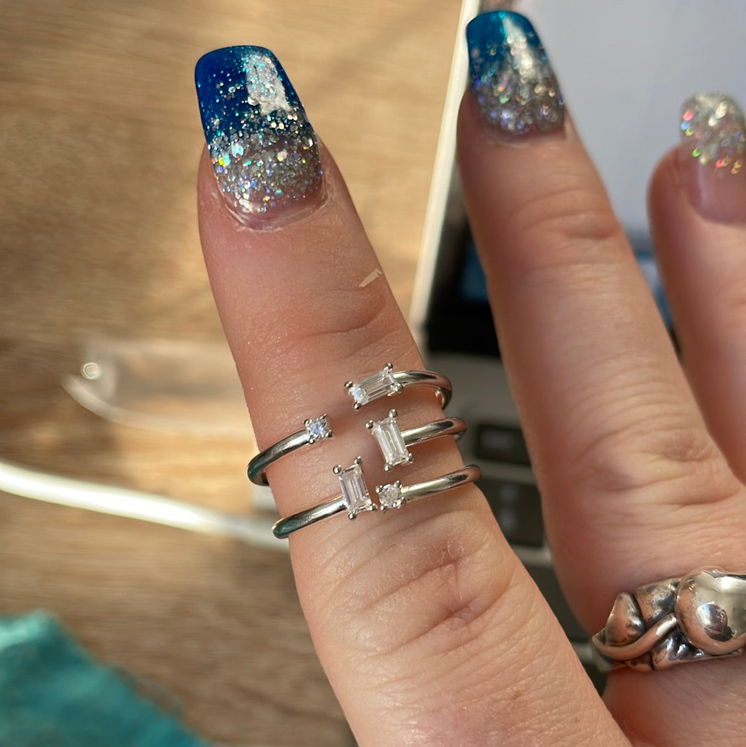 Genuine Pandora Pave Open Sparkling Glacial Beauty Ice Cube Ring