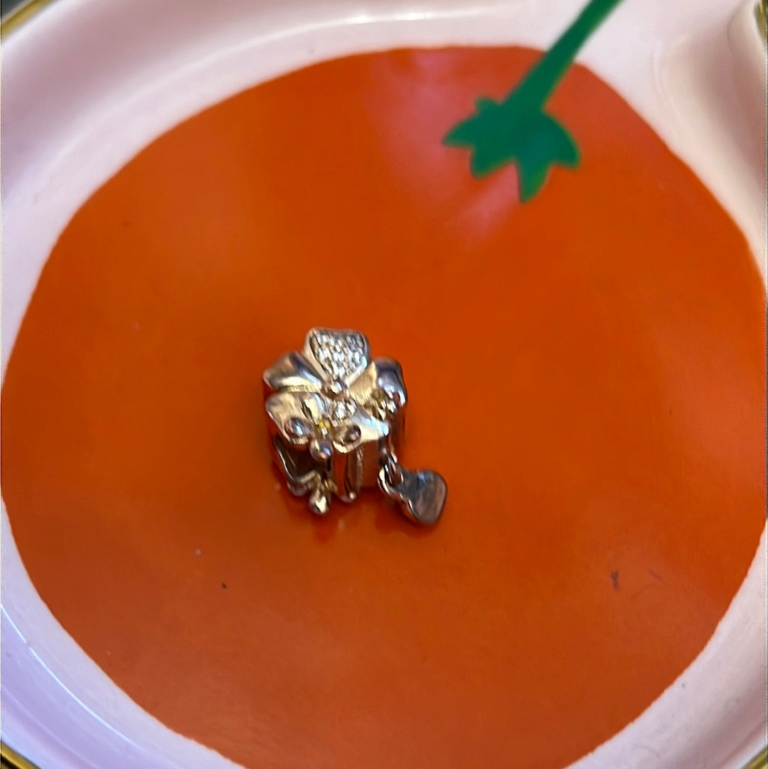 Genuine Pandora Rose Gold Flower Charm Pave Meadow With Ladybird Dangle