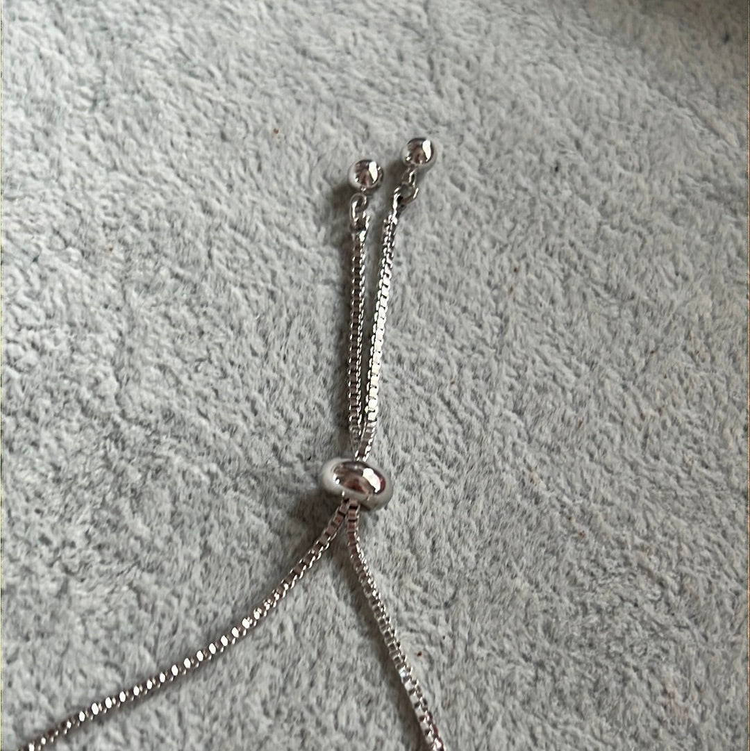 Brand New Sterling Silver Plated Flower CZ Slider Bracelet Adjustable