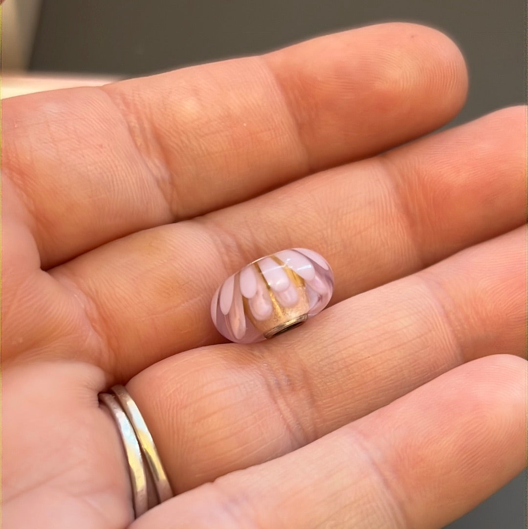 Genuine Trollbeads Pink Double Layer Petal Murano Charm