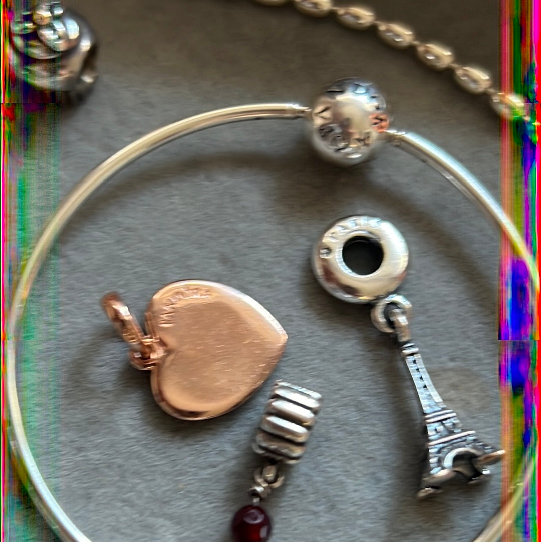 Genuine Pandora Rose Gold Dangle Heart With Matter Sparkle Texture