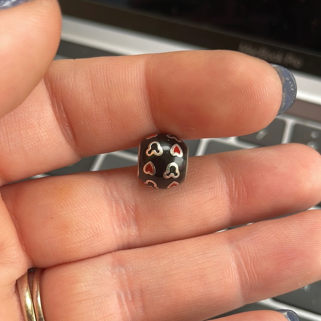 Genuine Pandora Disney Black Enamel Mickey Heart Charm