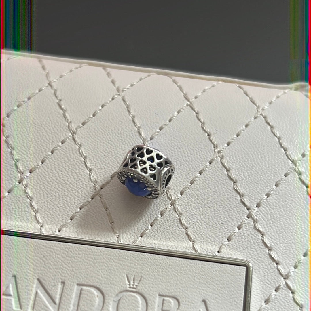 Genuine Pandora Peace Blue Pave Charm Sparkle Essence