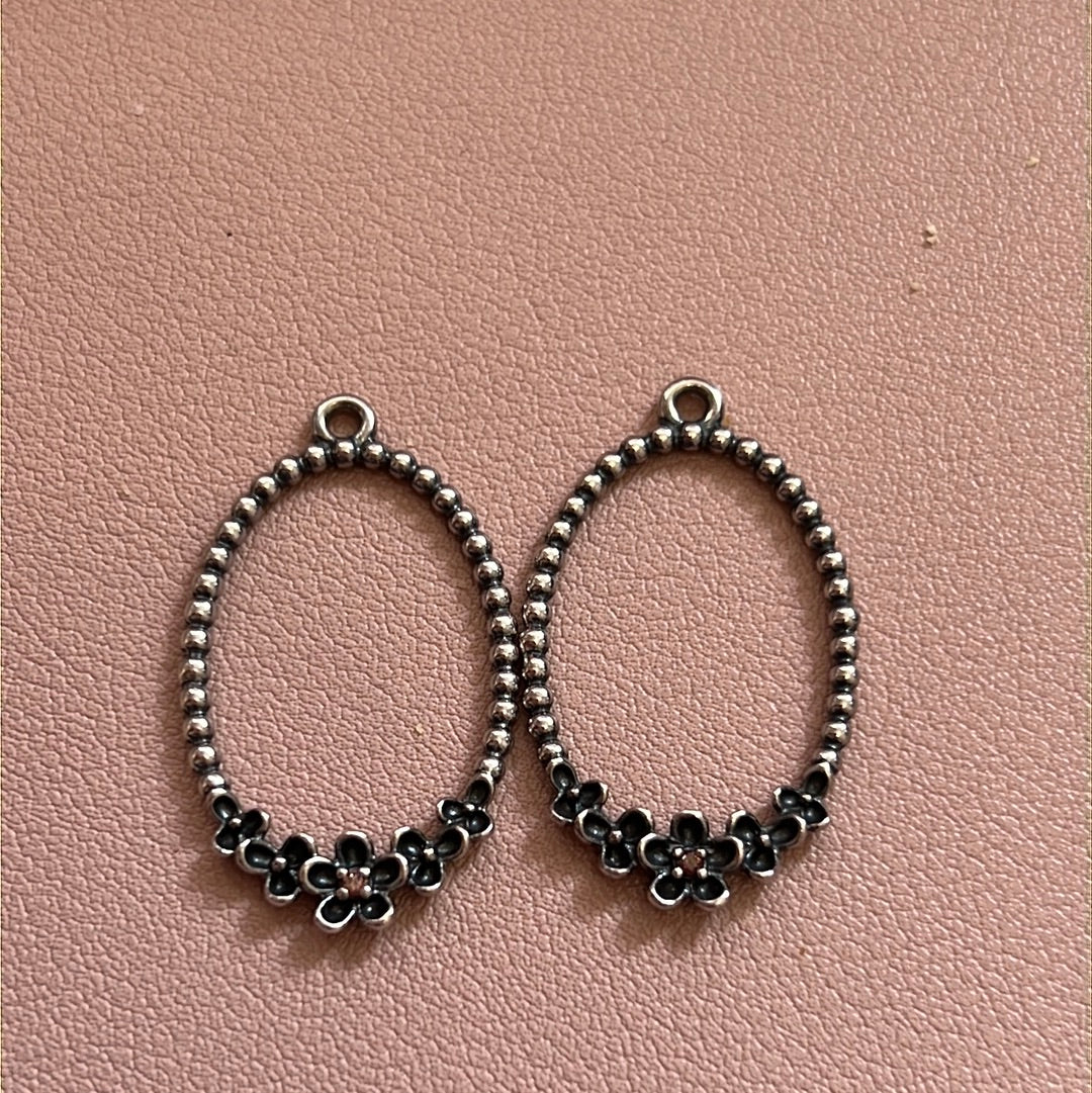 Genuine Pandora Black Stone Wanda Pansy RARE HTF Compose Charms for Earrings