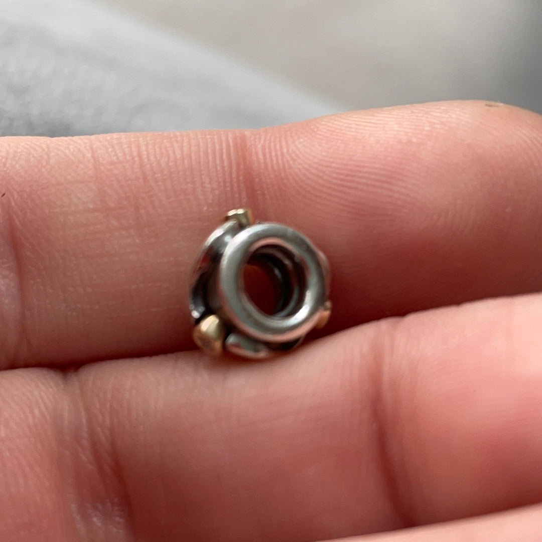 Genuine Pandora Two Tone VERY RARE Diamond Wavy Line Charm