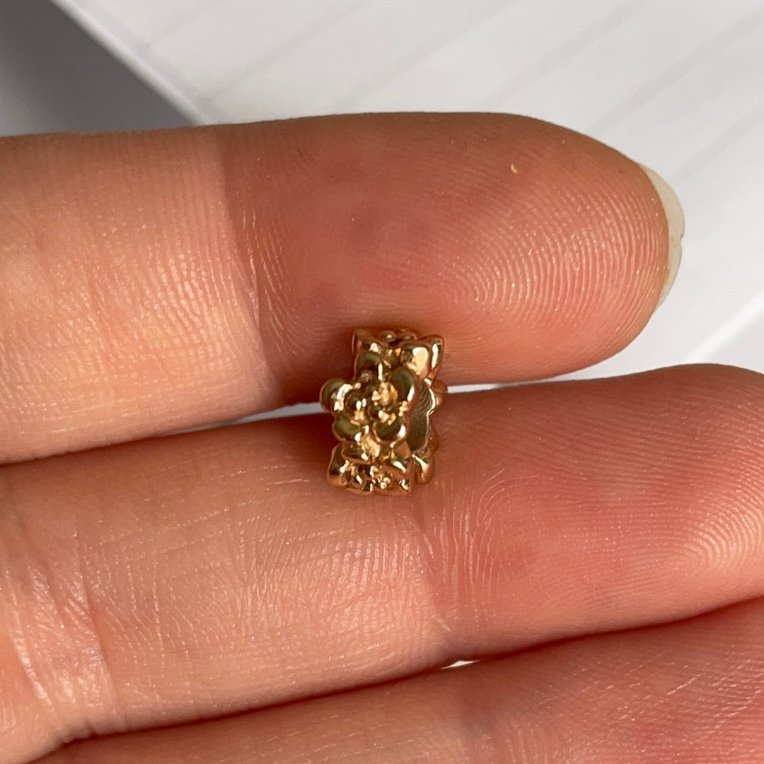 Genuine Pandora Solid 14ct Gold Ring of Flowers Large Spacer Charm HTF