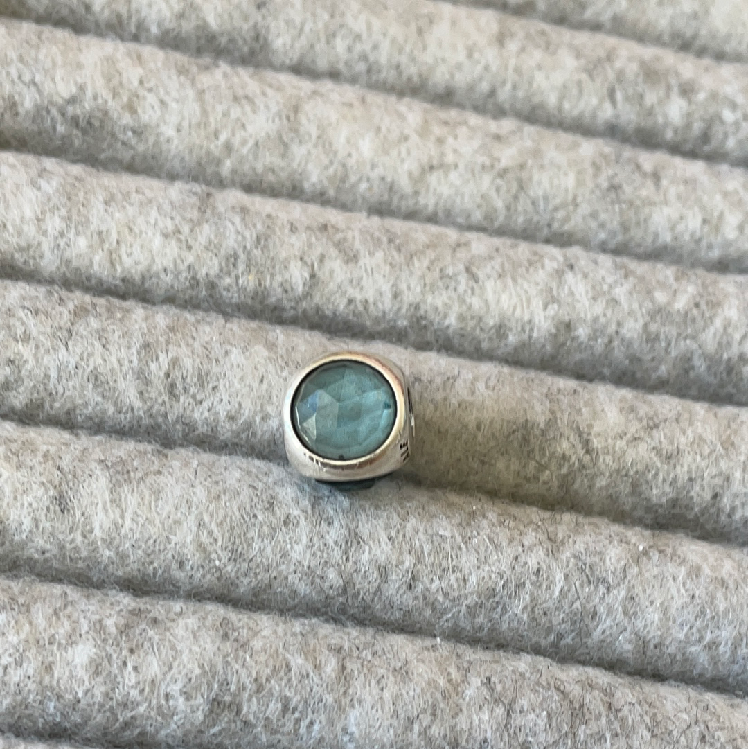 Genuine Pandora Radiant Silver Grey Droplet Stone, Three Stone Charm
