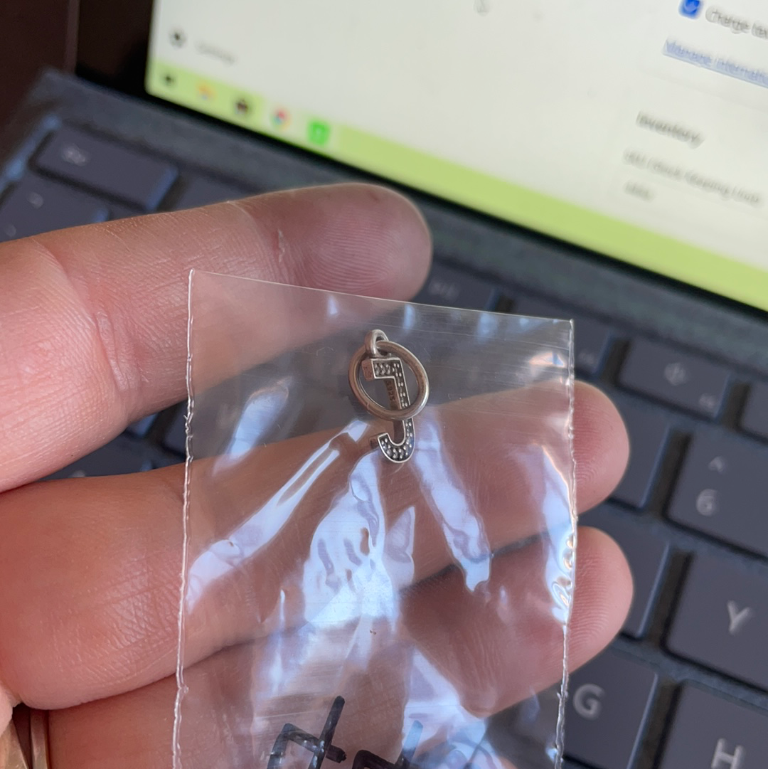 Genuine Pandora Letter J Dangle Pave