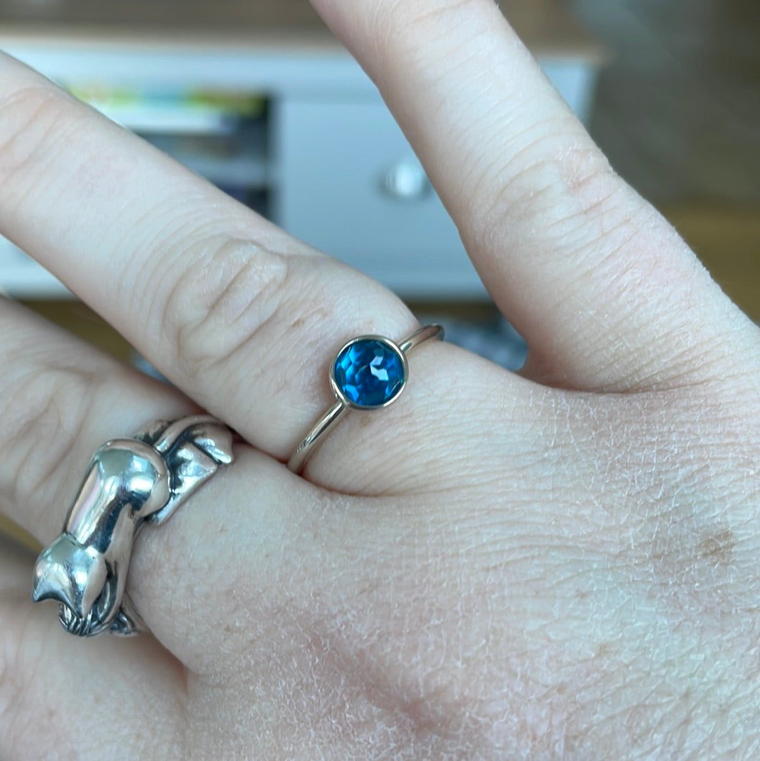 Genuine Pandora Sea Blue 54 Birthstone Ring