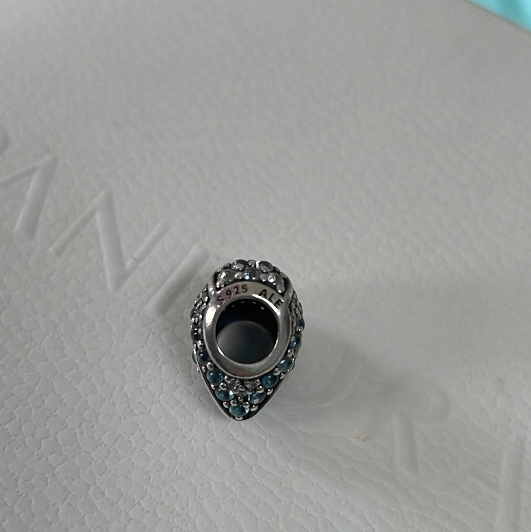 Genuine Pandora Blue and Clear Pave Sparkle Heart