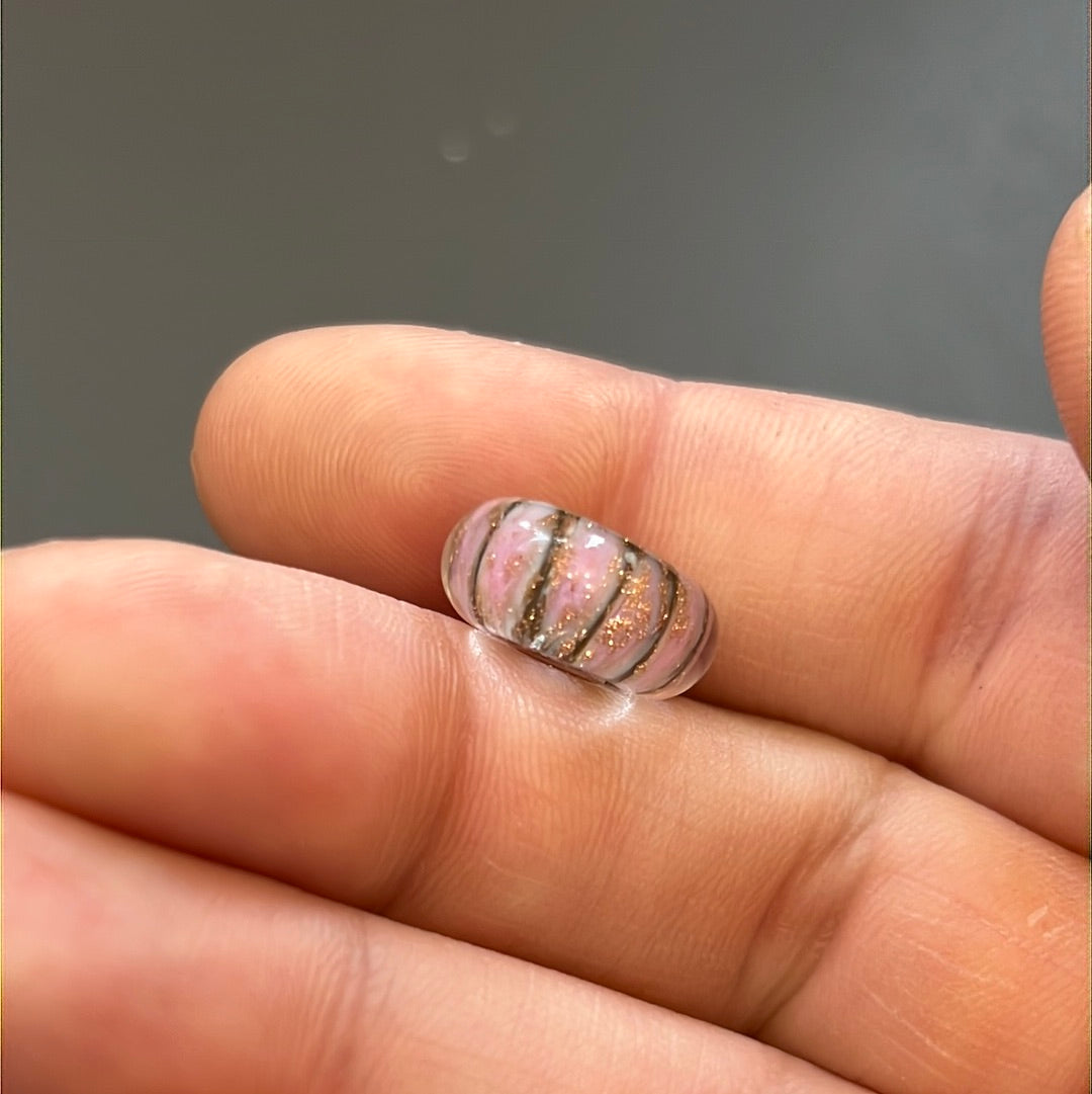 Genuine Trollbeads Pink and Gold Glitter Sparkle Murano Charm
